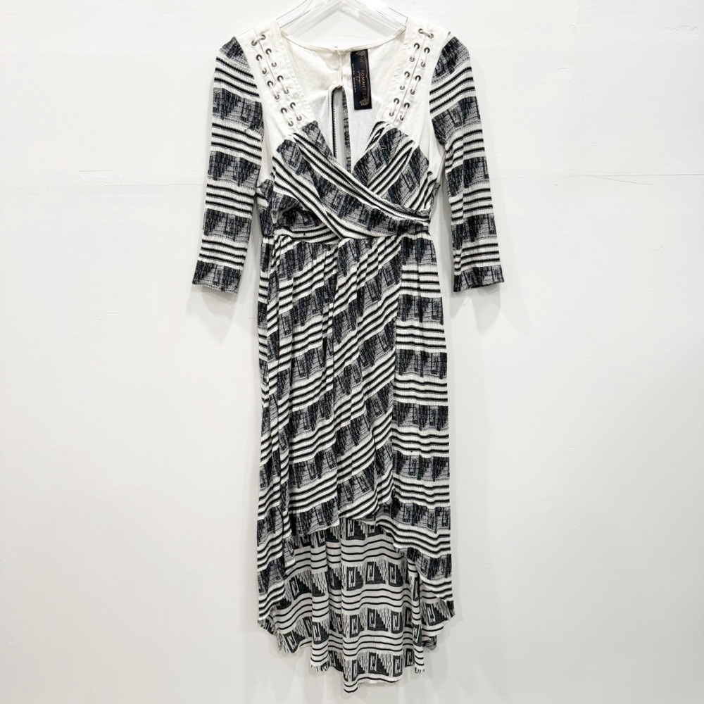 Free People New Romantics Lelani Wrap Hi-Low Dress Lace-Up Back Slit Small